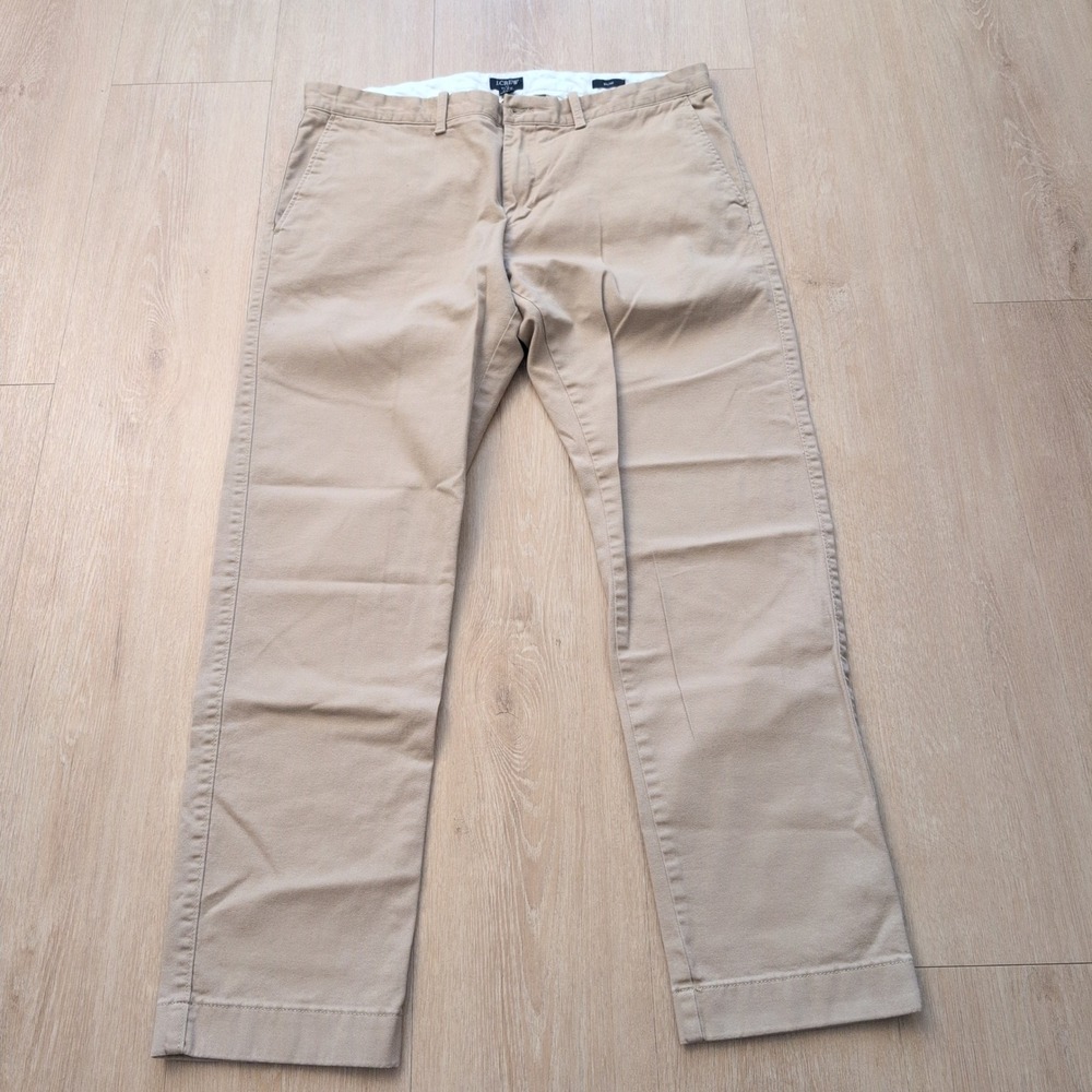 J.Crew Flex Slim Fit Chino Pants Mens 34x30 Khaki Tan Cotton Stretch Trousers
